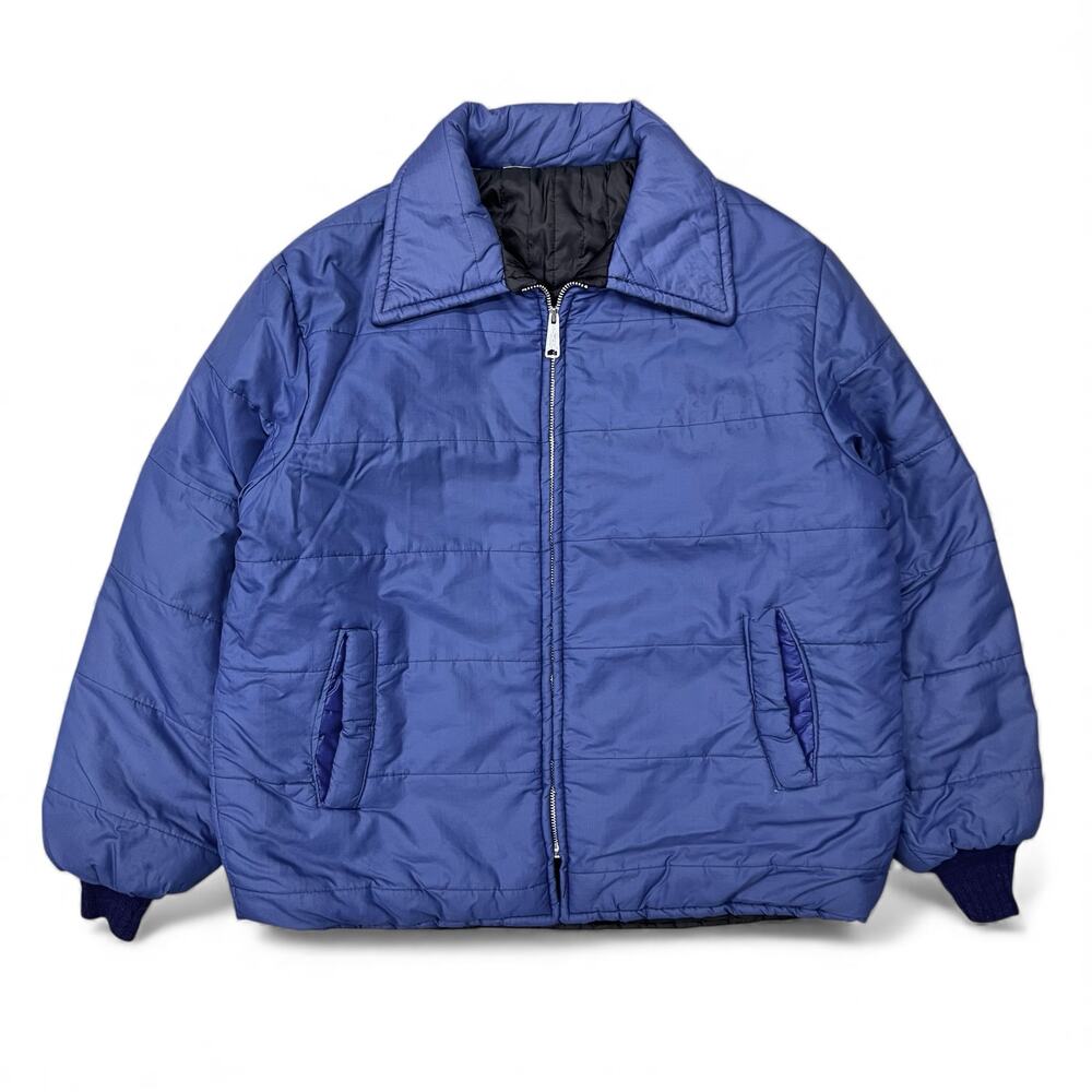 True Vintage 80s Insulated Quilted Ski Bomber Jacket M Big Collar Minimalist